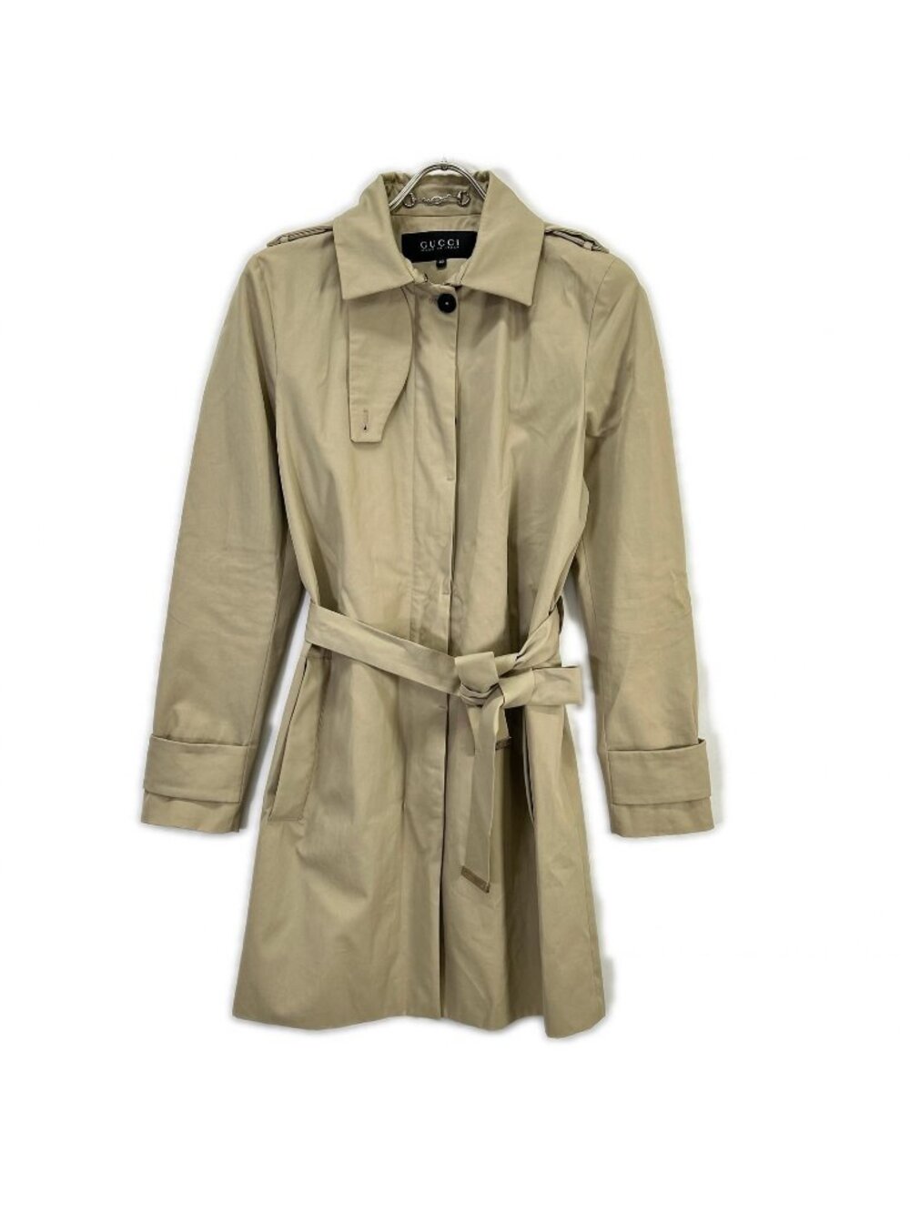 Gucci Beige Belted Zip Coat 40